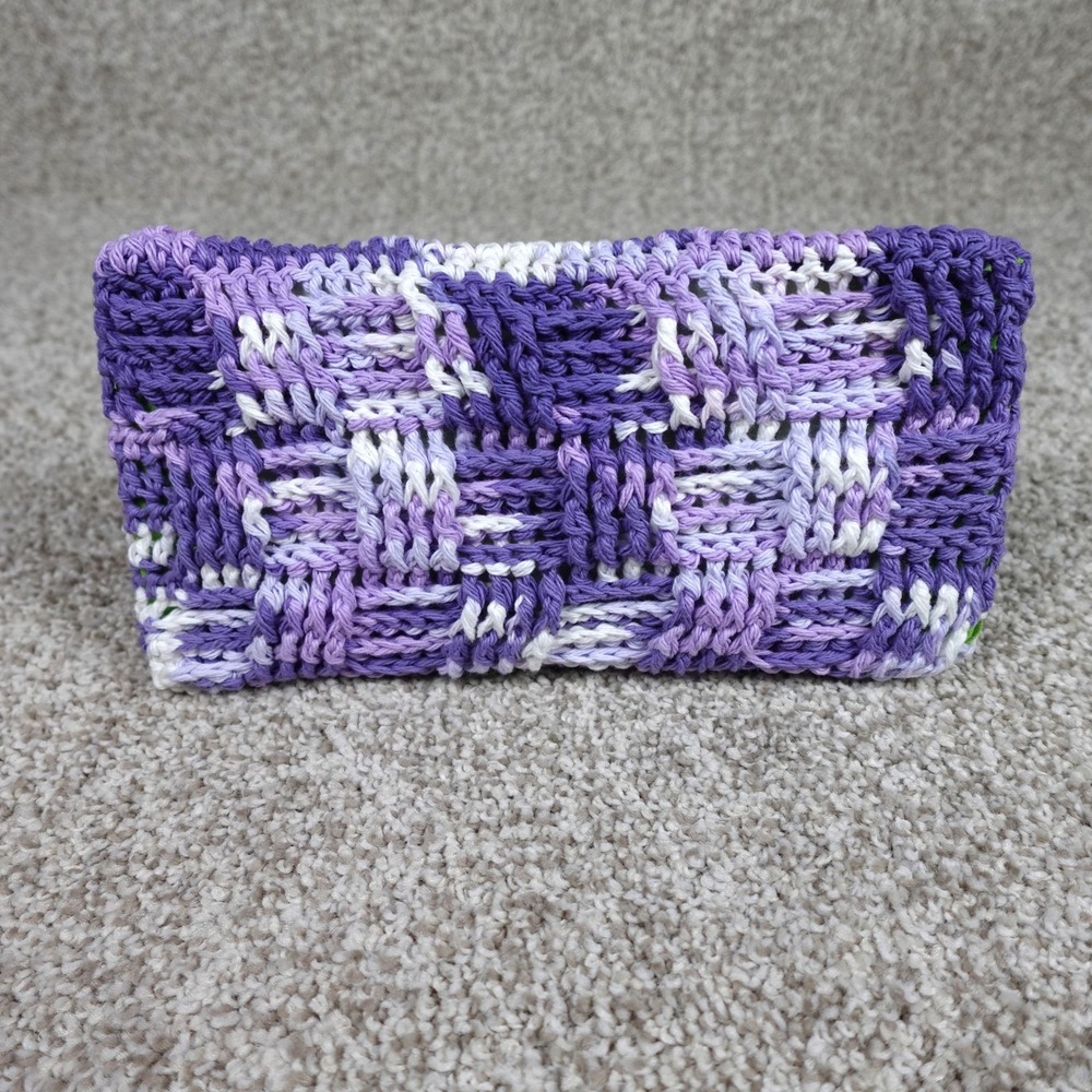 Handmade Crochet Reusable Mop Cover Purple White Basketweave‎ Washable Pad